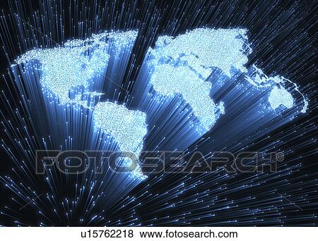 Fibre optic world map, illustration View Large Photo Image Stock Photo - Fibre optic world map, illustration. Fotosearch