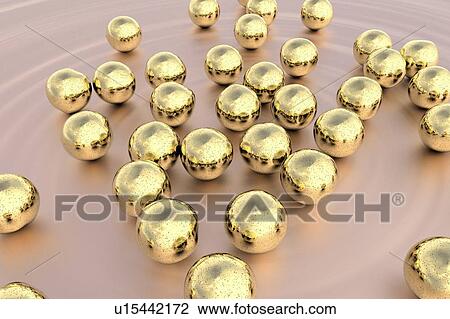 Stock Image - Gold nanoparticles, illustration. Fotosearch
