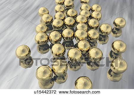 Stock Image - Gold nanoparticles, illustration. Fotosearch