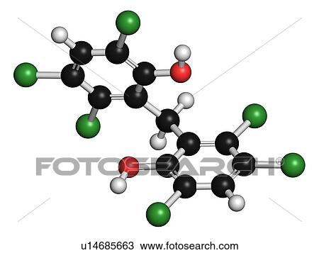 Stock Image - Hexachlorophene molecule, illustration. Fotosearch