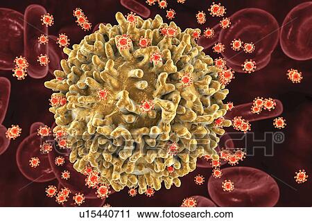 Stock Image - HIV viruses, illustration. Fotosearch