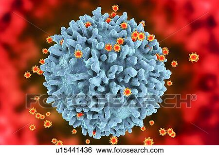 Stock Photograph - HIV viruses, illustration. Fotosearch