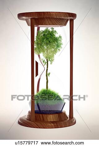 Hour glass with tree inside, illustration View Large Photo Image Stock Photo - Hour glass with tree inside, illustration. Fotosearch