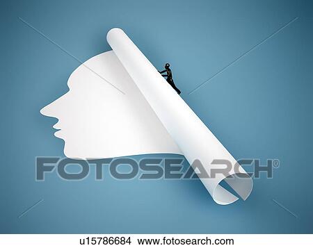 Picture - Human face being rolled up, illustration. Fotosearch