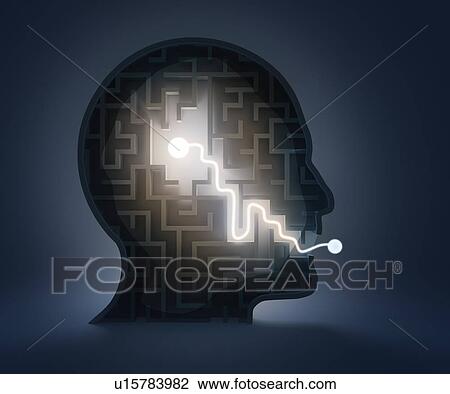 Stock Image - Human head in shape of maze, illustration. Fotosearch