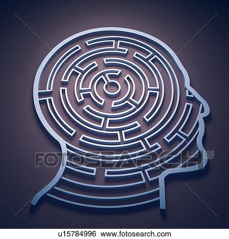 Human head in shape of maze, illustration View Large Photo Image Stock Photograph - Human head in shape of maze, illustration. Fotosearch