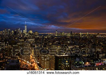 Picture - Illuminated cityscape at night. Fotosearch