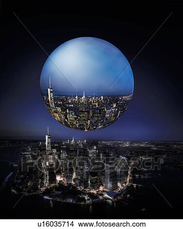 Picture - Large bubble over city reflection. Fotosearch