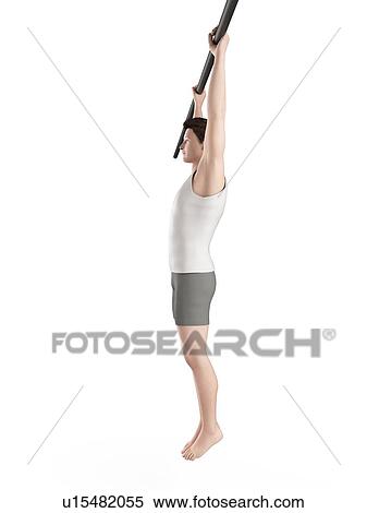 Stock Photography - Man hanging from exercise bar. Fotosearch