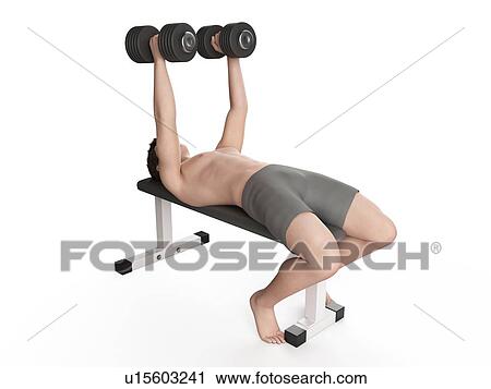 Stock Image - Man using hand weights. Fotosearch