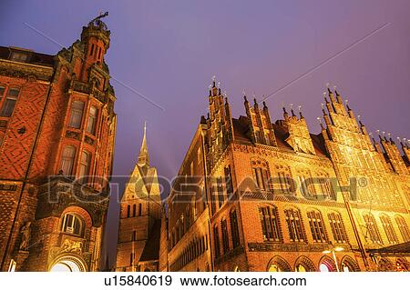Stock Photo - Marktkirche and Old Town Hall in Hanover Hanover (Hannover), Lower Saxony, Germany. Fotosearch