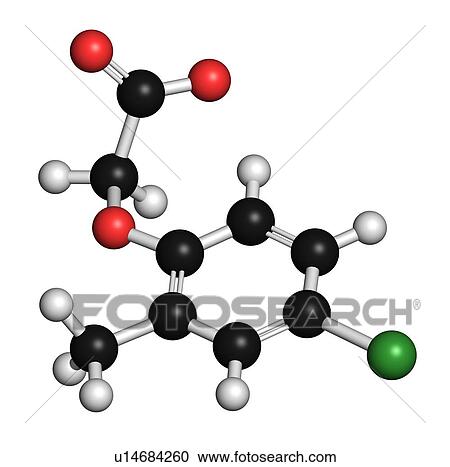 Stock Image - MCPA herbicide molecule, illustration. Fotosearch
