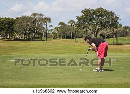 Mid adult man playing golf View Large Photo Image Stock Image - Mid adult man playing golf. Fotosearch