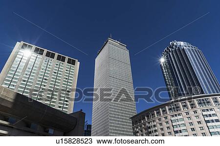 Modern skyscrapers in financial district on sunny day View Large Photo Image Stock Image - Modern skyscrapers in financial district on sunny day. Fotosearch