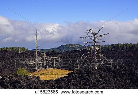 Stock Photography - Mount Etna's dried lava flow. Fotosearch