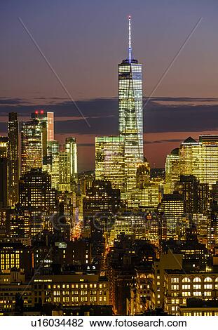 One World Trade Center at dusk View Large Photo Image Stock Image - One World Trade Center at dusk. Fotosearch