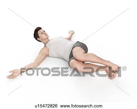Stock Photograph - Person stretching on floor. Fotosearch