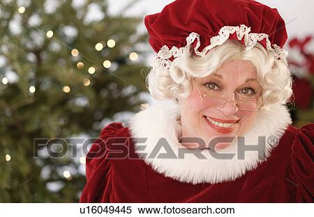 Stock Photography - Portrait of smiling Mrs. Claus. Fotosearch