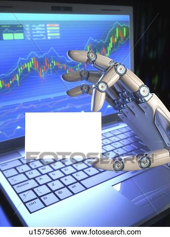 Stock Photograph - Robotic hand holding card, illustration. Fotosearch