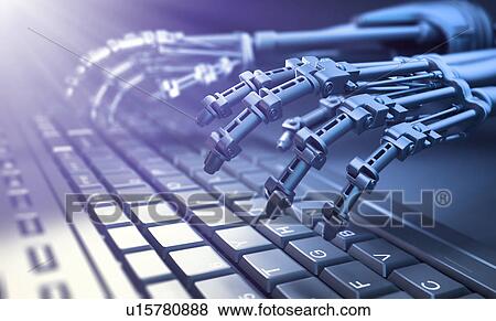 Stock Photo - Robotic hands typing, illustration. Fotosearch