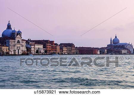 Stock Image - Santissimo Redentore and SMaria della Presentazione Churches in Venice Venice, Veneto, Italy. Fotosearch