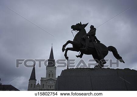 Picture - Sculpture in front of Saint Louis Cathedral. Fotosearch