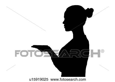 Stock Photography - Silhouette of waitress on white background. Fotosearch