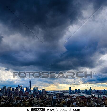 Skyline of New York at dawn View Large Photo Image Stock Photograph - Skyline of New York at dawn. Fotosearch
