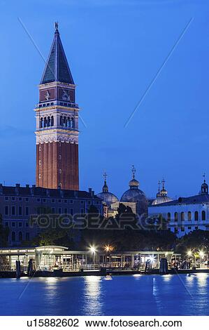 Stock Image - St Mark's Campanile and Basilica in Venice Venice, Veneto, Italy. Fotosearch