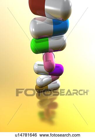 Stock Photograph - Stack of capsules. Fotosearch
