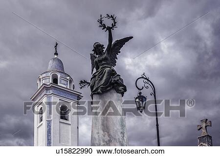 Statue and bell tower of Our Lady Del Pilar Church View Large Photo Image Stock Image - Statue and bell tower of Our Lady Del Pilar Church. Fotosearch