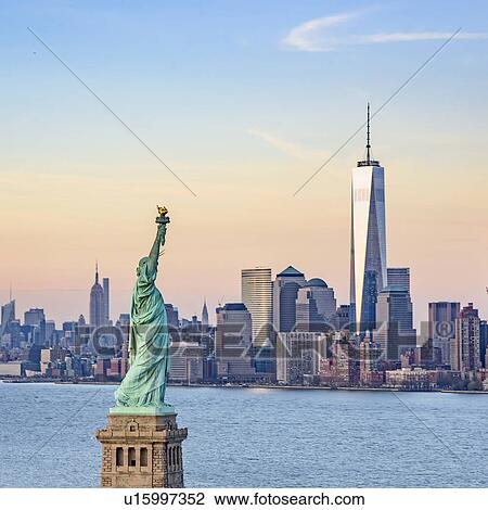 Statue of Liberty and One World Trade Centre View Large Photo Image Stock Image - Statue of Liberty and One World Trade Centre. Fotosearch