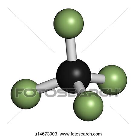 Stock Image - Tetrafluoromethane molecule, illustration. Fotosearch