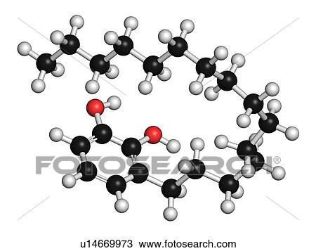 Stock Image - Urushiol allergen molecule, illustration. Fotosearch
