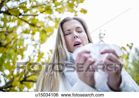 Young woman about to sneeze View Large Photo Image Stock Photograph - Young woman about to sneeze. Fotosearch