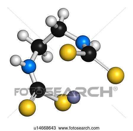 Stock Image - Zineb fungicide molecule, illustration. Fotosearch