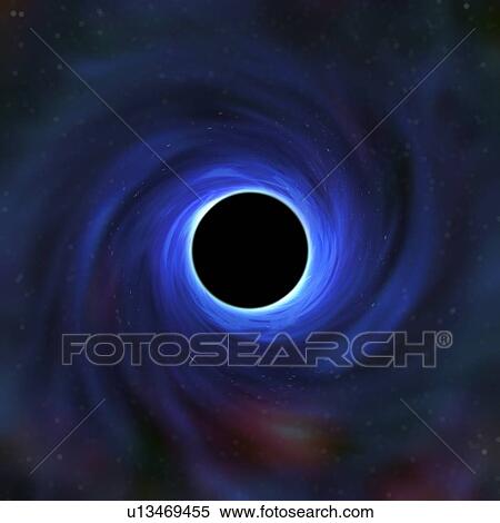 Stock Photography - A black hole warping the space around it. Fotosearch