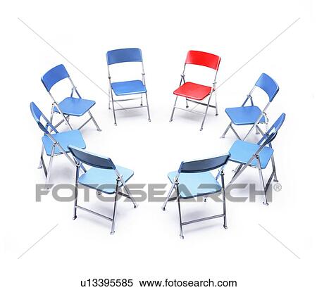Circle of blue chairs with one red chair View Large Photo Image Stock Photography - Circle of blue chairs with one red chair. Fotosearch