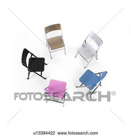 Circle of chairs of different colours View Large Photo Image Stock Image - Circle of chairs of different colours. Fotosearch