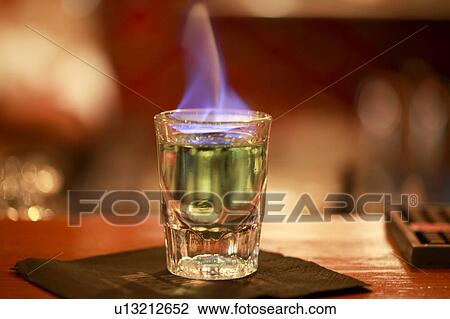 Stock Image - Flaming alcohol. Fotosearch