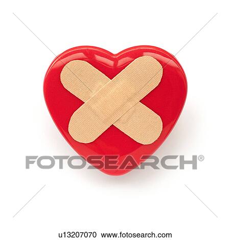Stock Image - Heart with plasters. Fotosearch