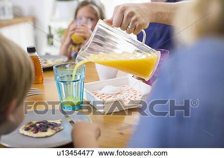 Person pouring orange juice View Large Photo Image Stock Photo - Person pouring orange juice. Fotosearch