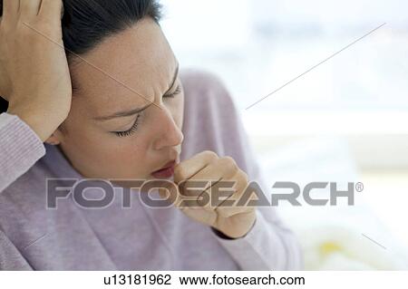 Young woman coughing View Large Photo Image Stock Image - Young woman coughing. Fotosearch