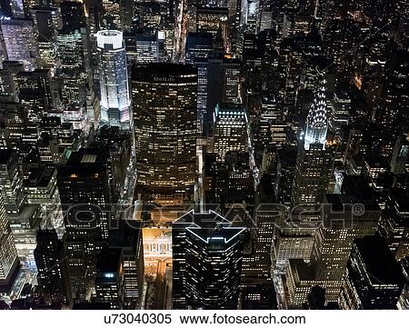 Stock Photography - Aerial view from helicopter of Midtown, Chrysler Building, New York, USA. Fotosearch