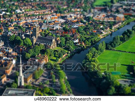 Aerial view River Severn, Worcester, England, UK View Large Photo Image Stock Image - Aerial view River Severn, Worcester, England, UK. Fotosearch