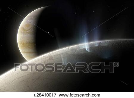 Stock Photo - Artwork of Ice Geysers on Europa. Fotosearch