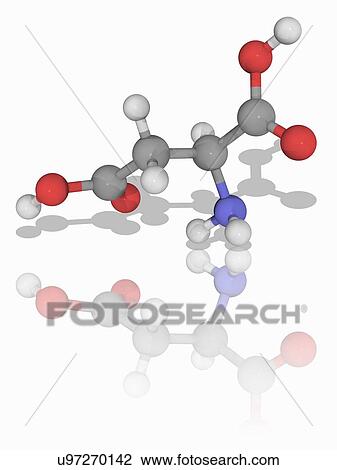 Stock Image - Aspartic organic compound molecule. Fotosearch