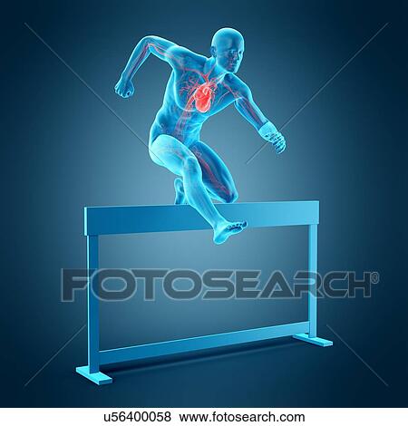 Stock Photo - Athlete hurdling over hurdle, illustration. Fotosearch