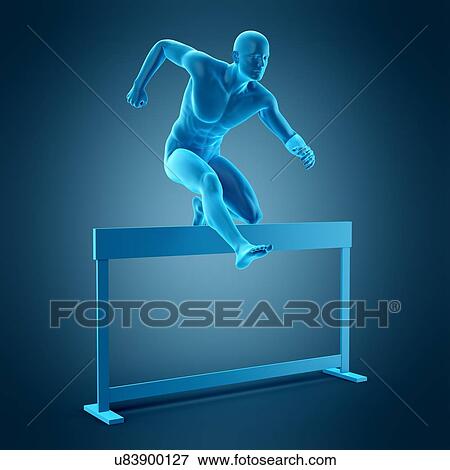 Athlete hurdling over hurdle, illustration View Large Photo Image Stock Photo - Athlete hurdling over hurdle, illustration. Fotosearch