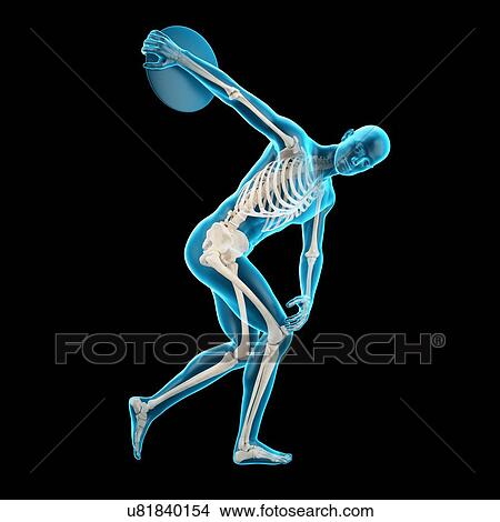 Picture - Athlete throwing discus, illustration. Fotosearch